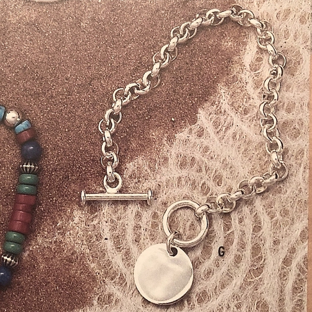 Rare Silpada 925 Sterling Silver Rolo Link Disc Charm Bracelet B0481 - Picture 2 of 7
